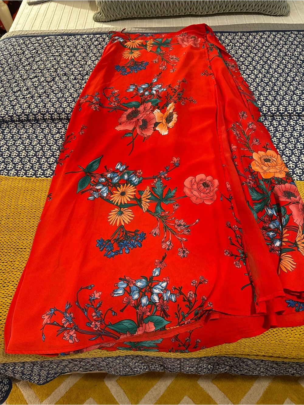 Lulus Red Floral Wrap Maxi Skirt - Picture 6 of 6
